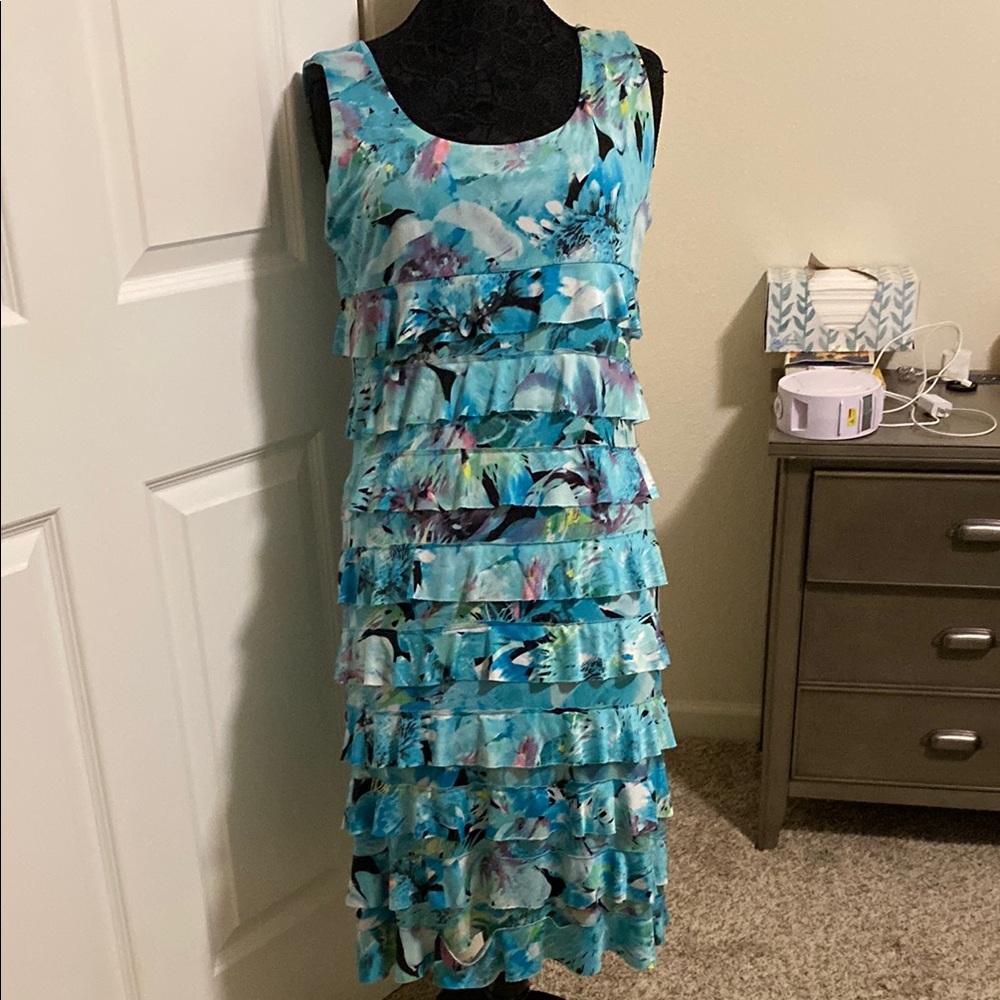 Blue Ruffled Tiered Sundress